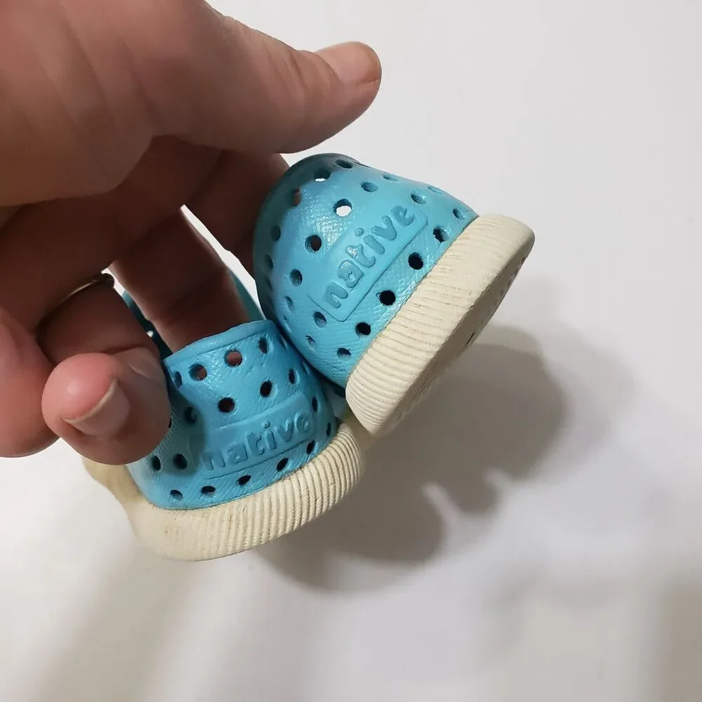 Native Kids Girl 5‎ Bright Blue Breathable Comfort Shoes Eyelet Details Water